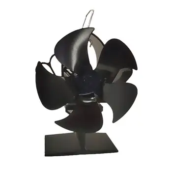 Безшумен сигурен вентилатор за камина с топлинна задвижване, черен вентилатор за камина с 5 остриета, безопасен безшумен вентилатор за камина с топлинна задвижване,