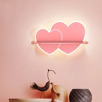 Скандинавски Детски самолет, Розово Сърце, авто монтиран на стената лампа, Детски кабинет, спалня, нощно Шкафче, стелаж, Творчески Led лампа в стил домашен интериор