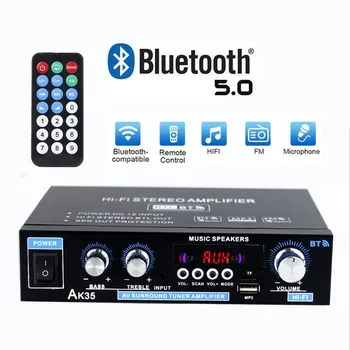 Домашен усилвател на мощност 800 W 2-канален Bluetooth 5.0 110-220 В Мини Hi-Fi дистанционно управление на стерео цифрови аудиоусилитель