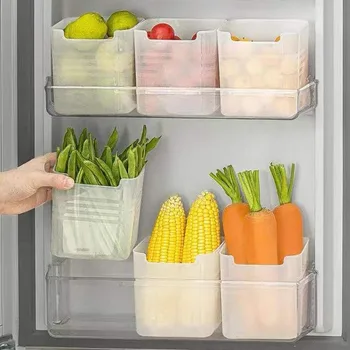 Кутия за съхранение на пресни продукти в Хладилника Страничната Задвижваната Хладилника Контейнер за съхранение на плодове, Зеленчуци, Подправки Кухненски Органайзер Кутии за съхранение