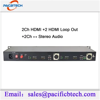 2-канален HDMI + 2-канален Стерео Аудио Влакна Конвертор Singlmode Singel fiber 10km HDMI, Оптичен Разклонител с 1 Двупосочен Звук