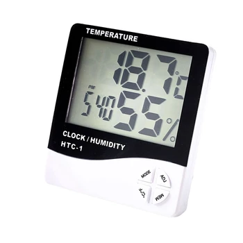 Цифров LCD дисплей, електронно измерване на температурата и влажността в помещението, на улицата, метеорологичната станция, аларма, 4-ключ клавиатура модел, лесен за използване