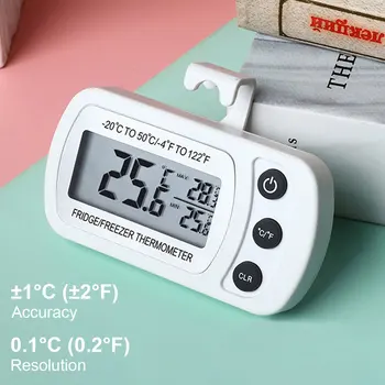 Цифров термометър за фризера, голям LCD водоустойчив термометър за хладилник, магнитна делото и кука за кухня, домашно ресторант
