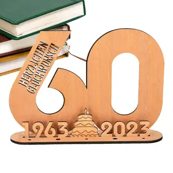Юбилейното Дървена Декорация за книга за гости, рожден Ден, Годишнина Декоративни цифри, Години с номера години, 60-та годишнина на Дърво