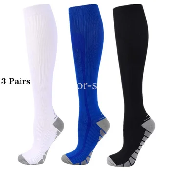 3 чифта /опаковка компрессионных чорапи, подходящи за мъже и жени, спортни чорапи, компресия чорапи, които правят умора, правят болка, чорапи до коляното