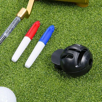 Маркер за голф с 2 маркировочными дръжки, инструмент за рисуване изравняване на етикети за голф, двустранен оформление, преносими учебни помагала, уличен инструмент