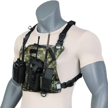 Универсален найлонов гърдите джоб на раницата ABBREE, Регулируеми презрамки, калъф за носене Baofeng UV-82 UV-S9 Plus с двупосочен радио