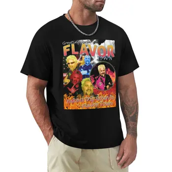 Реколта тениска Guy Fieri Flavor Town, дрехи kawaii, мъжки ризи с графичен модел на поръчка