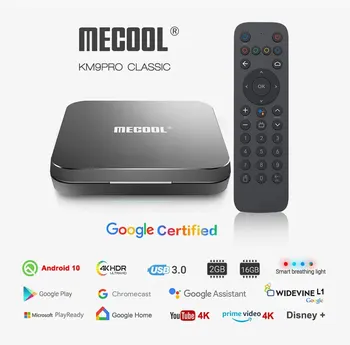 Mecool KM9 Pro Classic Сертифициран Google Amlogic S905X2 Android 10.0 2G 16G 4K HDR С гласов контрол Конзола Android TV Box