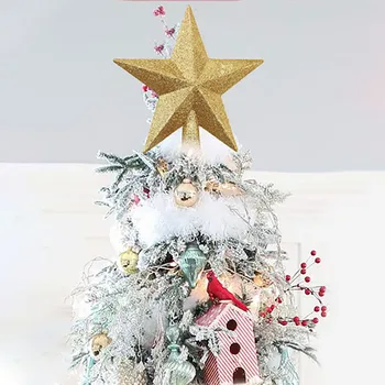 Декорация със звездите на върха на Коледната елха на Многократно С Коледа, Сверкающая петолъчна звезда, изискан подпори за празничната атмосфера