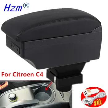 За Citroen C4 Хечбек Подлакътник за Citroen C4 Авто Подлакътник кутия за дооснащения Кутия за съхранение на резервни части и автомобилни аксесоари, Интериор USB LED