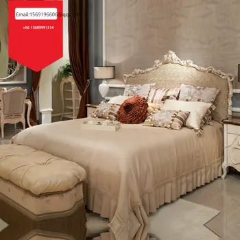 Европейската легло принцеса френска бяла сватбена легло от масивно дърво двойно легло луксозна мебел по поръчка