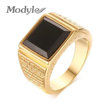 Модерен мъжки пръстен златист цвят на марката Modyle, високо качество на годежни пръстени от неръждаема стомана За мъже, вечерни украса