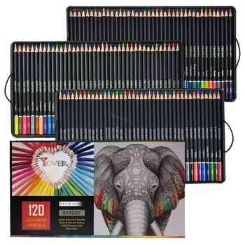 Професионален комплект моливи 120 цветове, цветен молив за рисуване, арт скица маслен цвят, уникален молив за colorization, художествени аксесоари