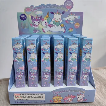 6 стилове Sanrio Kuromi Cinnamoroll My Melody Pom Pom Purin Pochacco Набор от Гелевых Дръжки Soft Touch С Химикалка 0,5 мм подарък