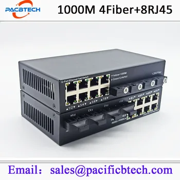 Gigabit Ethernet Оптичен Комутатор Медиаконвертер 4 Оптична Пристанището 8 Оптична Порта, RJ-45 Optical Радиостанцията 20 КМ SC Однорежимный 1000 М