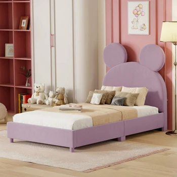 Двухразмерная меко легло-платформа с таблата под формата на ухото на мечката, розова