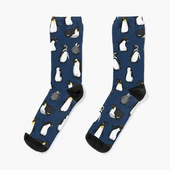 Чорапи с шарени хубаво пингвин (тъмно синьо вариант), стаи за луксозни велосипедни дамски чорапи kawaii, мъжки чорапи