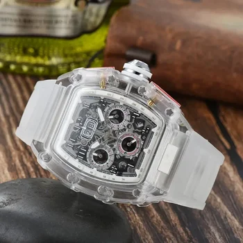 Най-добрите луксозни 6-контактни спортни часовници run second с выдолбленной повърхността RM, многофункционални мъжки и дамски часовници run second с дърворезба от прозрачен кварц