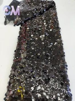 Лейси плат от плътна тъкан, 2023, лесно луксозна дантела с ръчно изработени с големи пайети, добро качество за партита или вечерни рокли