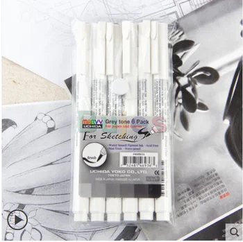 Оригинални японски MARVY 6/8 бр Мека игольчатая писалка за рисуване писалка за рисуване, ръчно рисувани анимации, 4600 цветни игла форма на дръжки, художествени аксесоари