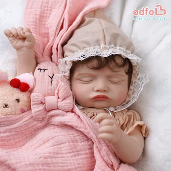 ADFO 51 см Bebe Reborn Кукли Спящата Розали с Корени Миглите Реалистична Vinyl Кукла За Новородени Коледен Подарък За Деца