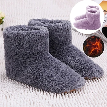 Зимни топли Зимни обувки, които могат да се перат, Удобен плюшен обувки с електрически нагревател, топло на краката, подарък за жени, мъже, зареждане чрез USB