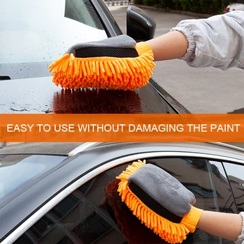 Ръкавици за миене на коли Сини, Жълти и оранжеви Ръкавици от микрофибър за почистване на автомобили Трайно моющееся кола кърпа за почистване, аксесоари за почистване на автомобили