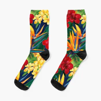 Тропически рай, Хавайски райски птици, Чорапи с илюстрации на движещи чорапи, спортни чорапи, Спортни чорапи, Чорапи за мъже и жени