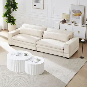 текстилен диван за хол, с диагонал 104,72 инча, средновековен модерен диван, модерно мек фотьойл-разтегателен, диван за сядане, стол за почивка