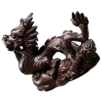 Дървена Фигурка на Дракон ръчно изработени, Статуетка на Дракон на Китайската Нова Година 2024, 12 см, фън шуй, Зодиакальная Скулптура на Дракон, Модел, животно, Късмет