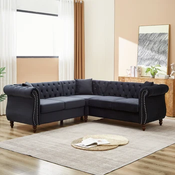 83,5-цолови калъфи за ъглови дивани в голям размер, L-образен секционни диван, 5-местни ъглови дивани с 3 възглавнички за хол