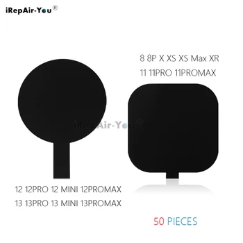 50шт Безжична зареждане на Защита на изолация Стикер от черна лента за iPhone 13 12 11 Pro X XR XS Max 8 Заменя задната стъклен капак