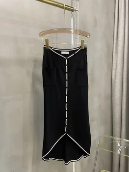 2023 Вязаная пола със средна дължина, с ниска талия-модерен летен костюм