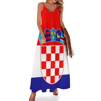 Рокля без ръкави с флага на Хърватия елегантна сватбена рокля за гости Рокля за бременни вечерна рокля дамско елегантно луксозно