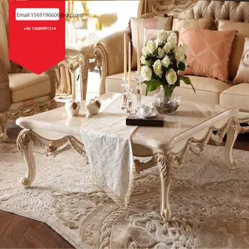 Чай маса от европейския мрамор, италиански дворец, луксозен френски издълбани чай маса от масивно дърво, мебели за всекидневна