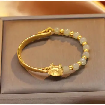 Нов гривна Sha Jin Long Dumpling Half Bracelet, Гривна 2024 година на Дракона, Подарък на приятелката си за рождения ден на майка си в Знак на Зодиака женски пол