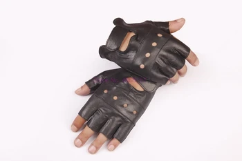 dhl или FedEx 50 чифта мъжки ръкавици за момчета Cool Сърце от изкуствена кожа, черни, за фитнес, ръкавици без пръсти на полпальца