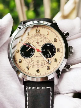1963 Хронограф Pilot Многофункционален нажежен Календар водоустойчив военни Стръмни мъжки часовник Персонализирани Ретро Мъжки часовник