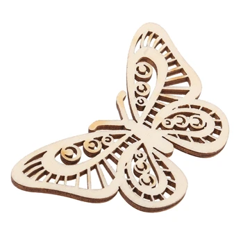 10 бр. изрязани с лазер дървени орнаменти във формата на пеперуди, дървена форма, сватбен декор