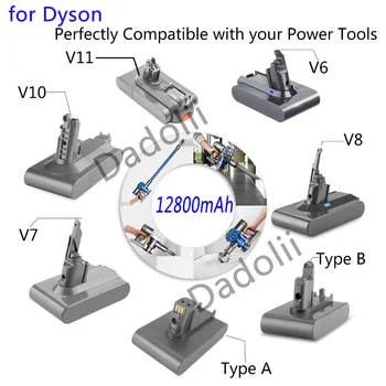 За Дайсън V6, V7 на V8, V10 Тип A/B Взаимозаменяеми Батерия с капацитет 12800 ма за Ръчно Почистване Дайсън Absolute Без Кабел