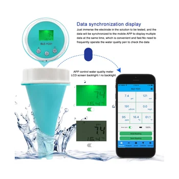 Детектор на качеството на водата 6 В1 Умен онлайн Bluetooth Измерител на хлор във водата PH-метър Мощен Инструмент за басейн