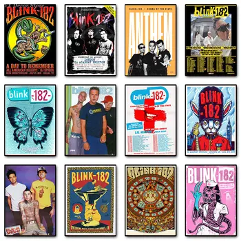 Рок-пънк-група е Blink 182 Music 2023, Световно турне, художествен плакат, ретро албум, живопис върху платно, стенни пана, начало декор, подарък за феновете