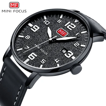 Модерни мъжки ръчни часовници MINI FOCUS, кварцов ръчен часовник, водоустойчив мъжки часовник с черна кожена каишка, луксозни маркови часовници Relogio Masculino