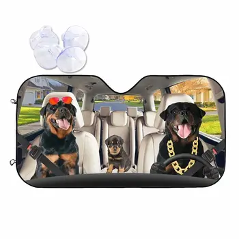 Забавен черно с подпал или Ротвайлер, сенника на предното стъкло, сенника на предното стъкло на автомобила с куче-водач, Авто козирка от слънчеви лъчи за домашни любимци
