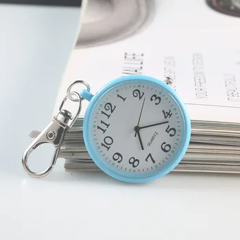 Минималистичные тънки кристални джобен часовник с отворен циферблат и катарама за ключове, преносими джобни часовници Унисекс