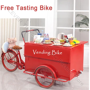 Търговска велосипед Червен товар под наем Украса на мобилната търговска количка Триколка Може да се коригира