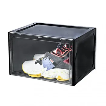 Акрилна Прозрачна кутия за обувки с дебела магнитен усвояване, Нано-кутия за съхранение, Прахоустойчив кутия, Органайзер за обувки