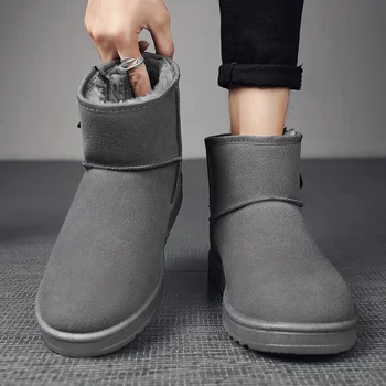 Дизайнер masculino botas de neve antiderrapantes impermeaveis sapatos de algodao quente sapatos de plataform mais veludo inverno