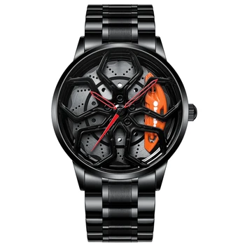 Новите часовници Super Car Wheel, оригинални мъжки часовници с 3D автомобилен джанта, кварцов механизъм, Водоустойчив мъжки спортен часовник от неръждаема стомана за BBA